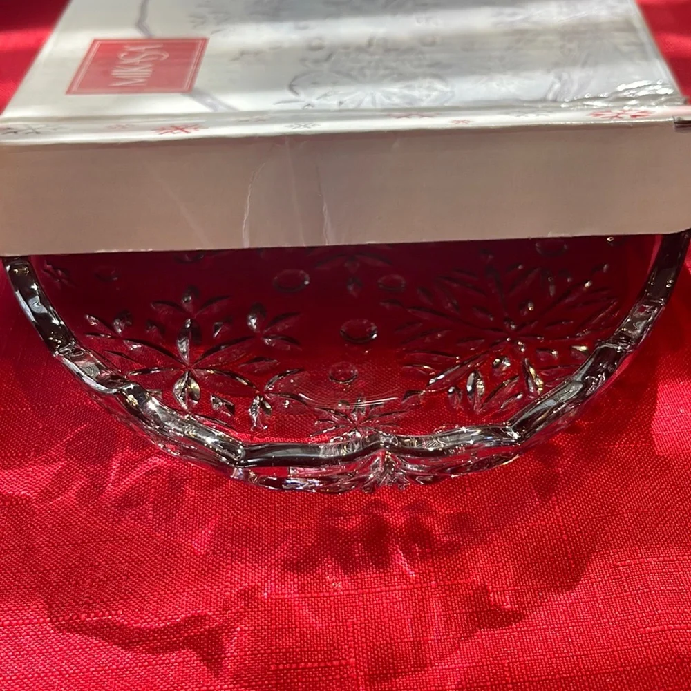 Vintage Mikasa Pair Crystal Snowflake Footed Bowl & Sweet Dish NWT NIB NOS ❄️
